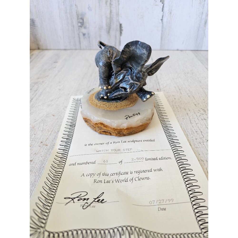 Ron Lee watch your step elephant 1998‎ circus vintage gold statue figurine